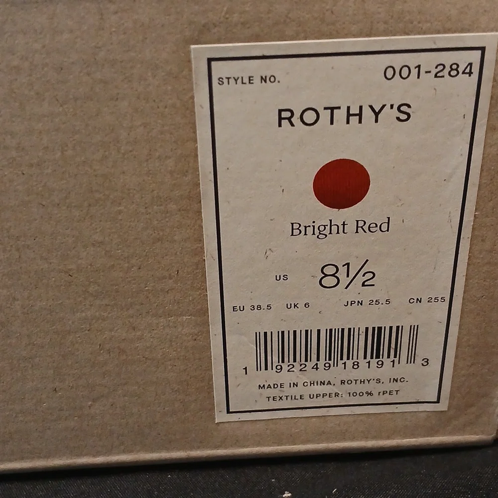 Rothy's Red Women's Flats with Blue Trim - Picture 6 of 6